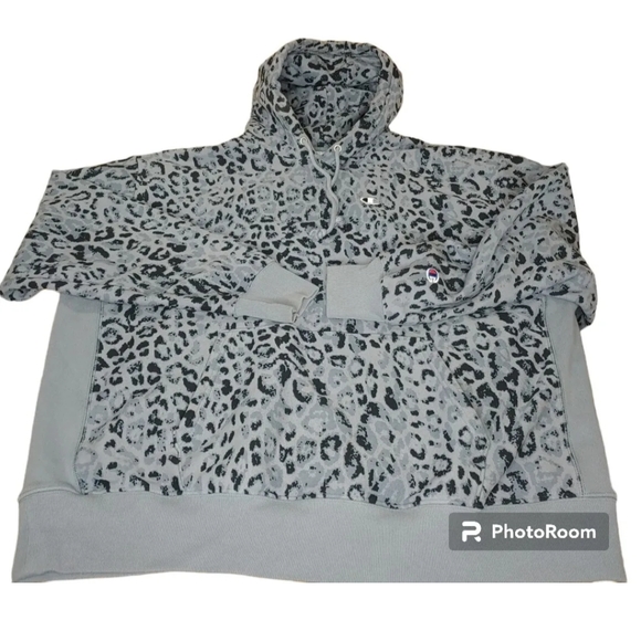 Champion Reverse Weave Hoodie Sweatshirt Adult 3X Animal Print Gray Leopard - Picture 4 of 12